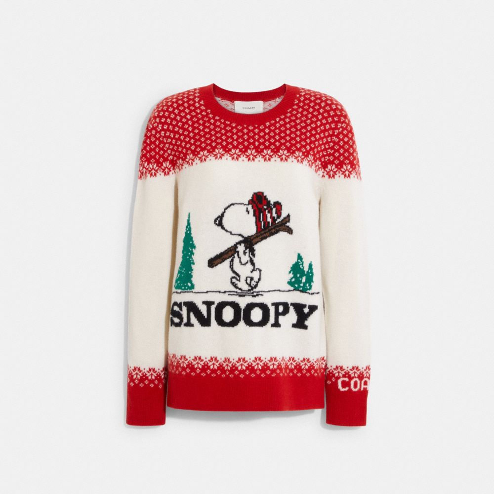 Coach X Peanuts Snoopy Ski Crewneck - CE459 - Cream/Red