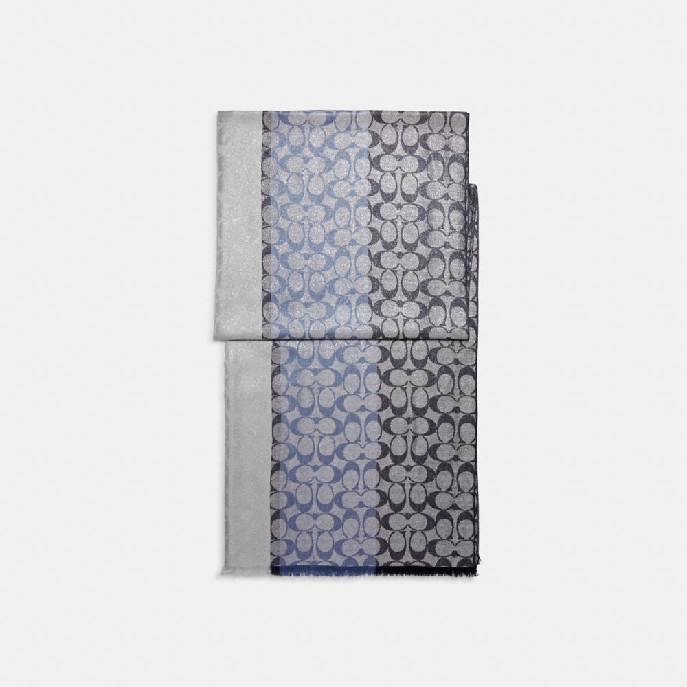 Signature Oblong Scarf - CE469 - Sky Blue/Silver