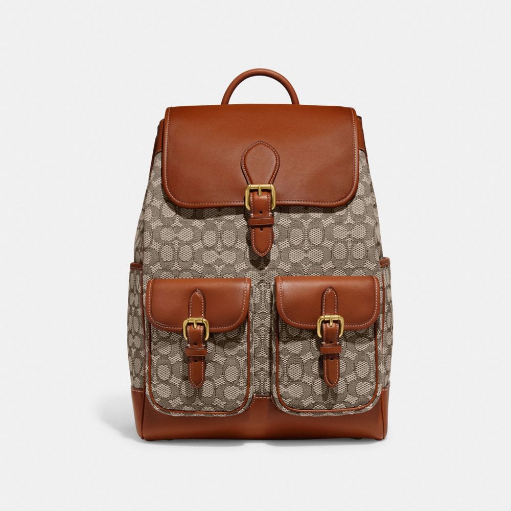 COACH CE476 Frankie Backpack In Signature Textile Jacquard Cocoa