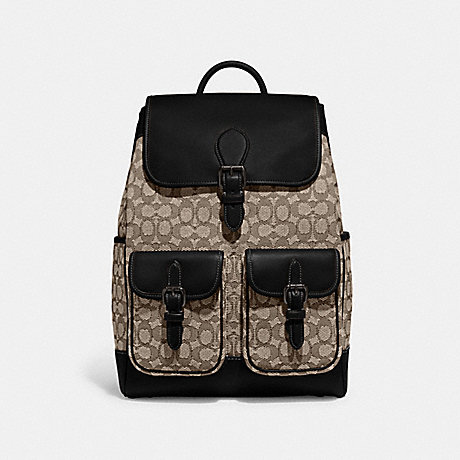 COACH CE476 Frankie Backpack In Signature Textile Jacquard Cocoa/Black