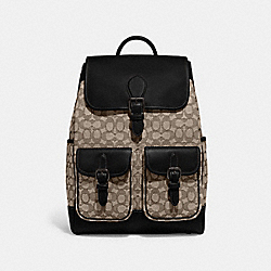 Frankie Backpack In Signature Textile Jacquard - CE476 - Cocoa/Black