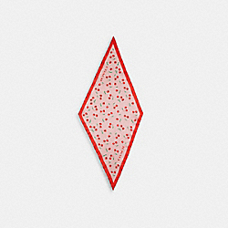 COACH CE481 Signature Heart Cherry Print Silk Diamond Scarf PINK/RED