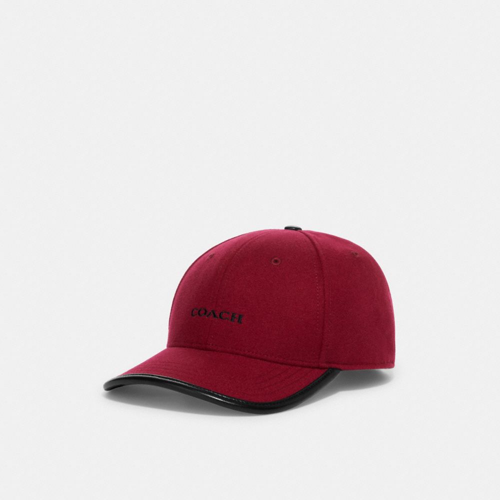 COACH CE485 Signature Wool Baseball Hat RED/BLACK