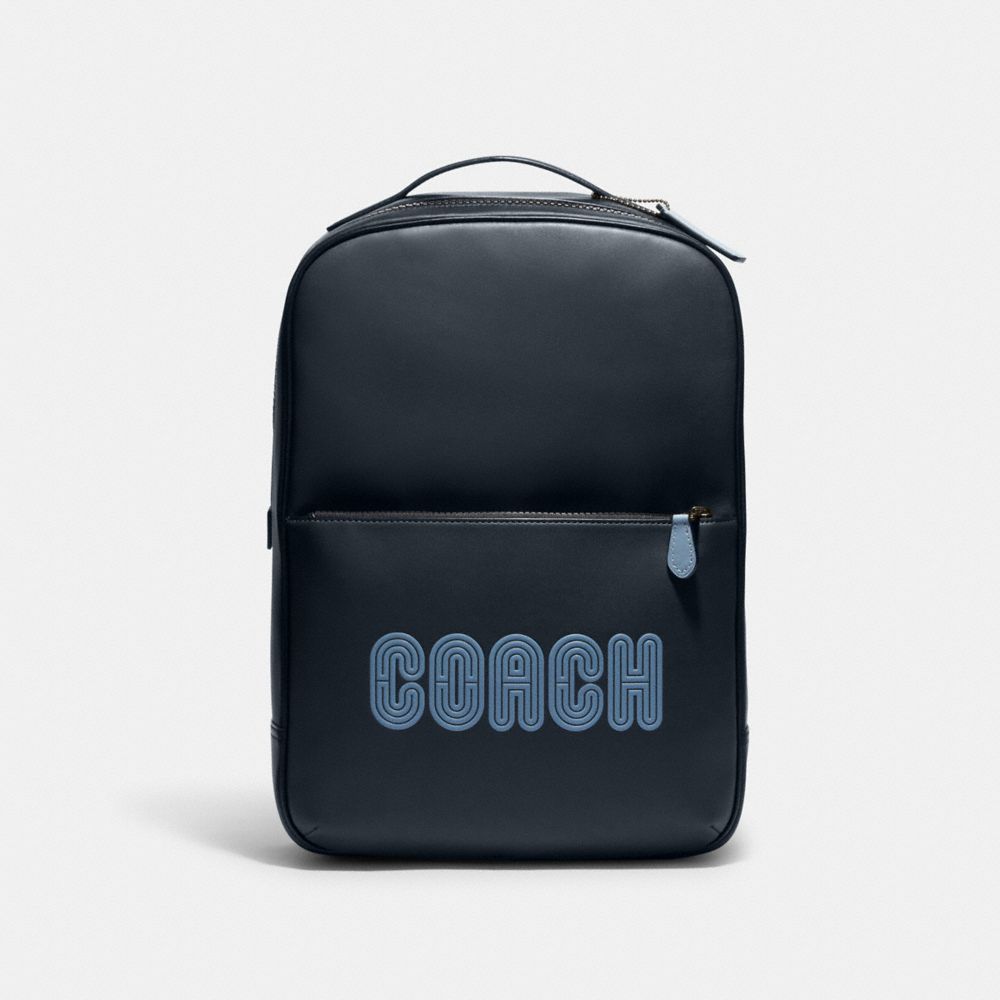 COACH CE493 Westway Backpack In Colorblock With Coach Patch Black Antique Nickel/Midnight/Black