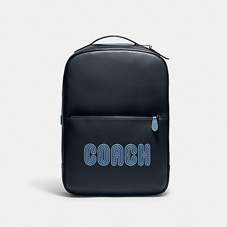 COACH CE493 Westway Backpack In Colorblock With Coach Patch Black-Antique-Nickel/Midnight/Black