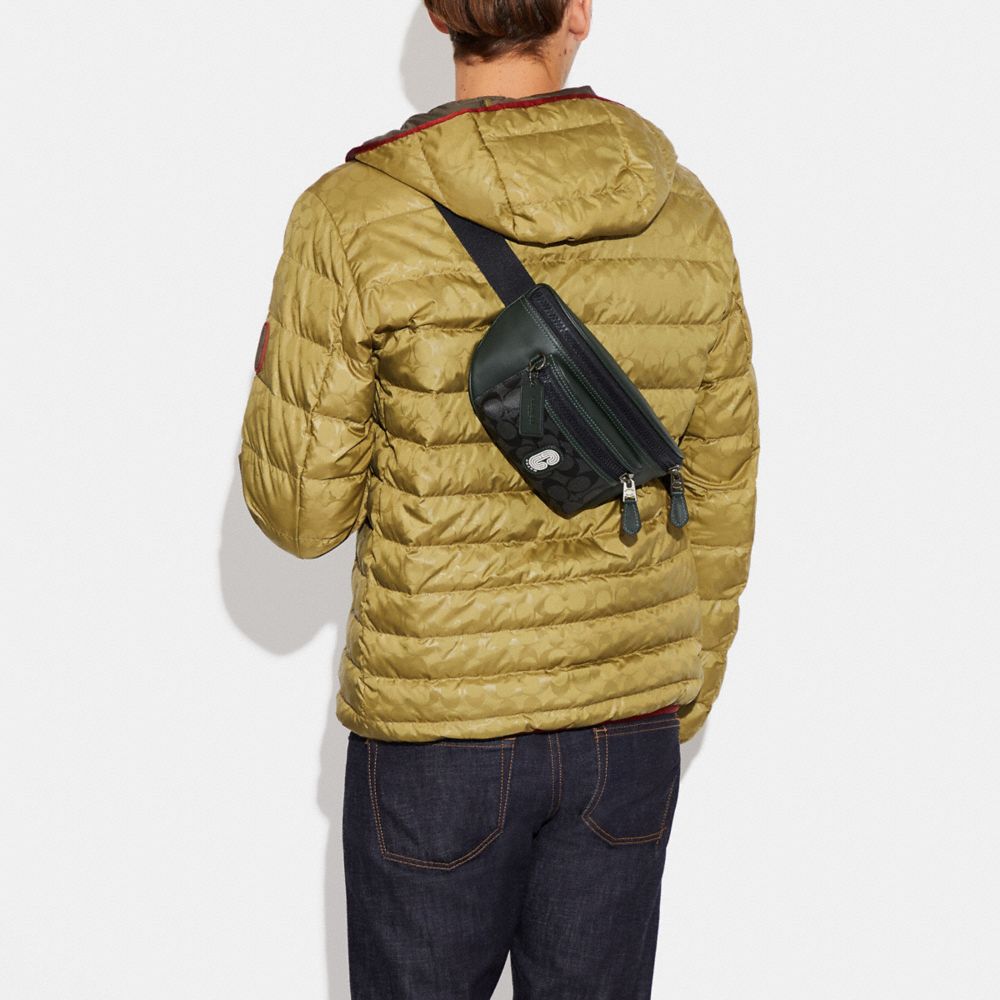 WESTWAY BELT BAG IN COLORBLOCK SIGNATURE CANVAS WITH COACH PATCH