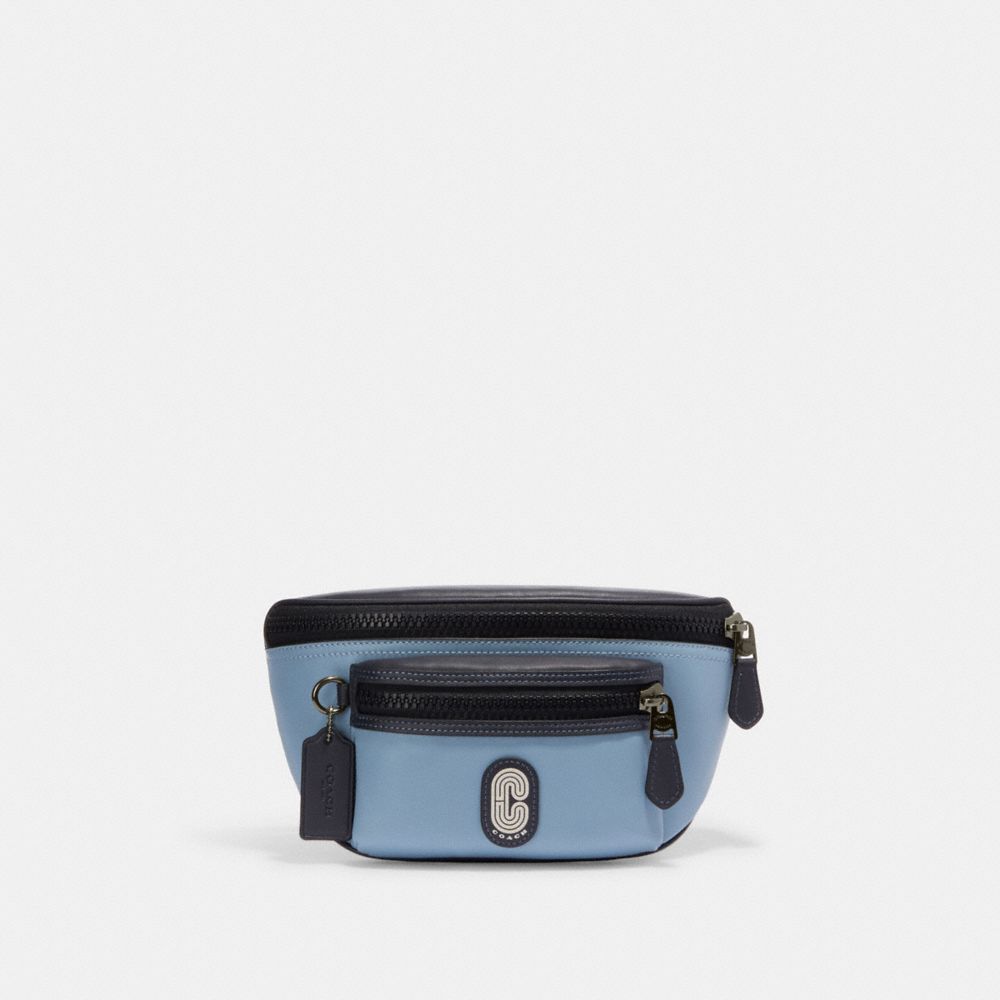 COACH CE495 Westway Belt Bag In Colorblock With Coach Patch Black Antique Nickel/Cornflower/Midnight