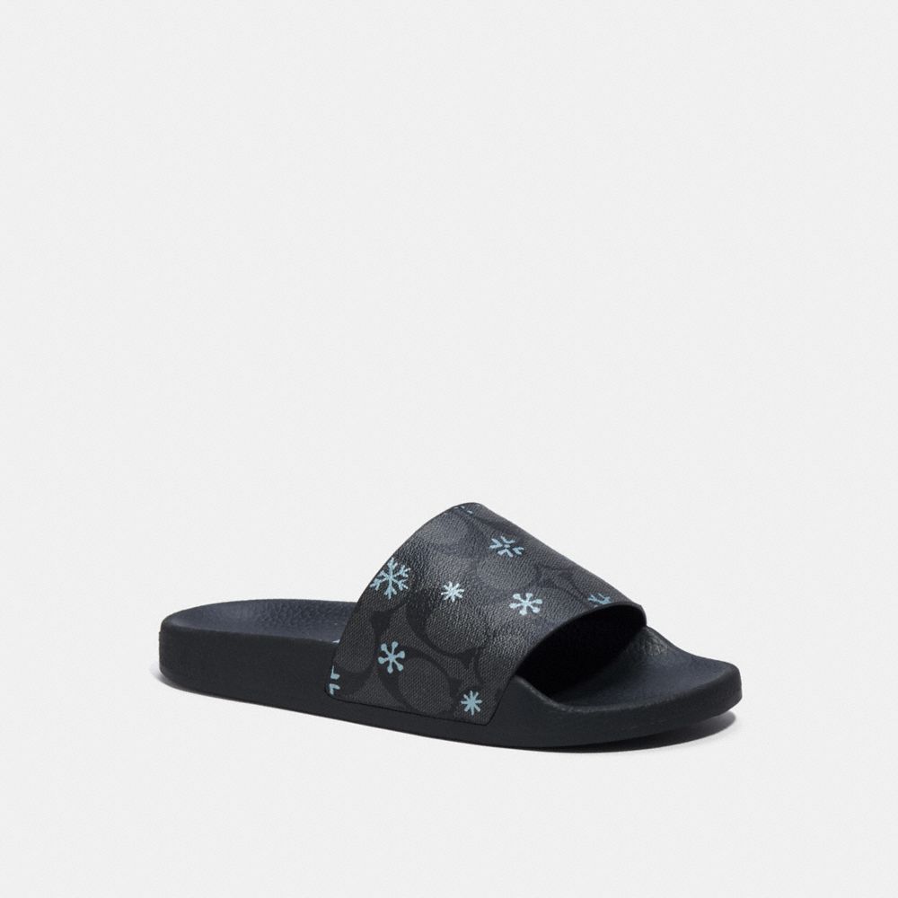 COACH CE498 Uli Sport Slide In Signature Canvas With Snowflake Print Black