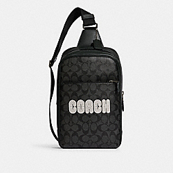 COACH CE522 Westway Pack In Colorblock Signature Canvas With Coach Patch BLACK ANTIQUE NICKEL/CHARCOAL/AMAZON GREEN