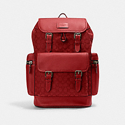 Sprint Backpack In Signature Jacquard - CE523 - Black Antique Nickel/Red Apple