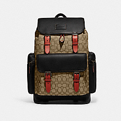 Sprint Backpack In Signature Jacquard - CE523 - QB/Khaki/Black Multi