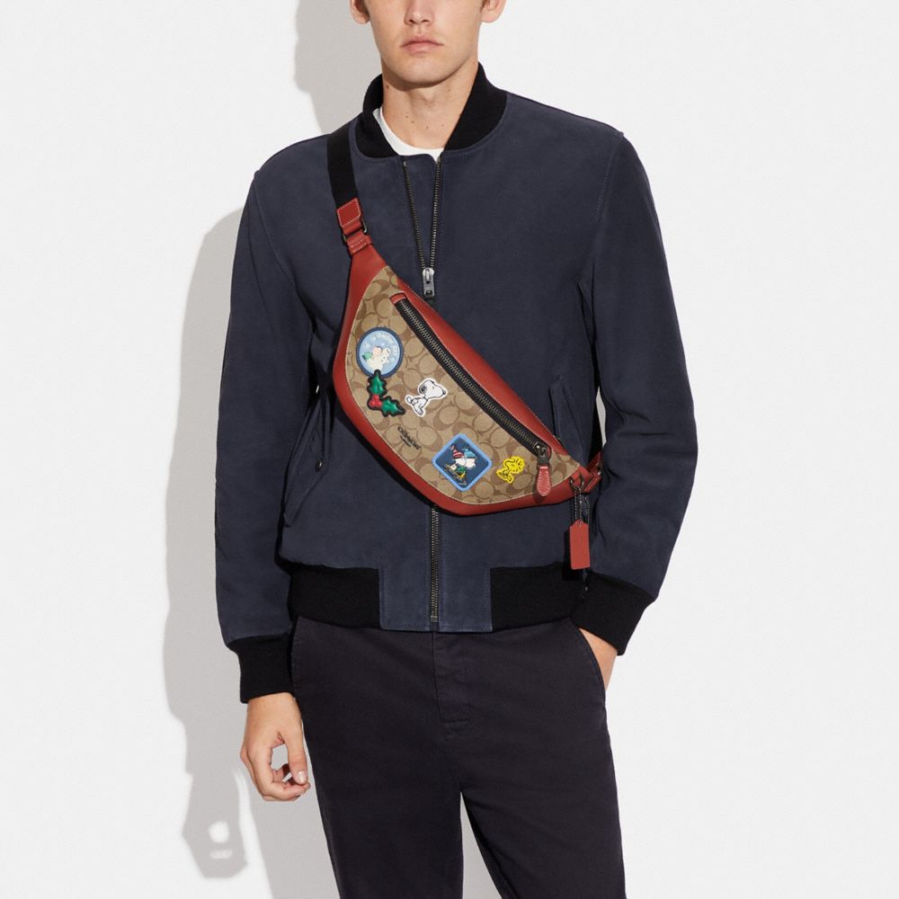 COACH X PEANUTS WARREN BELT BAG IN SIGNATURE CANVAS WITH PATCHES