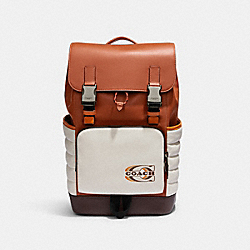 COACH CE542 Track Backpack With Quilting And Coach Stamp BLACK ANTIQUE NICKEL/CHALK/SUNSET MULTI