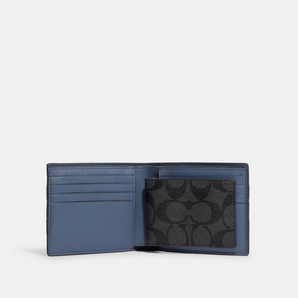 BOXED 3-IN-1 WALLET GIFT SET IN SIGNATURE CANVAS WITH VARSITY STRIPE