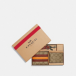 COACH CE549 Boxed 3 In 1 Wallet Gift Set In Signature Canvas With Varsity Stripe QB/KHAKI/TERRACOTTA MULTI
