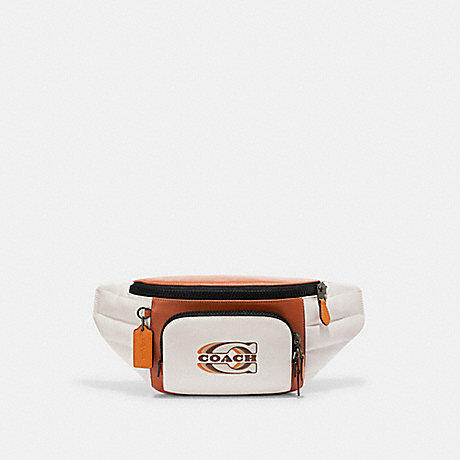 COACH CE552 Track Belt Bag With Quilting And Coach Stamp Black-Antique-Nickel/Chalk/Sunset-Multi