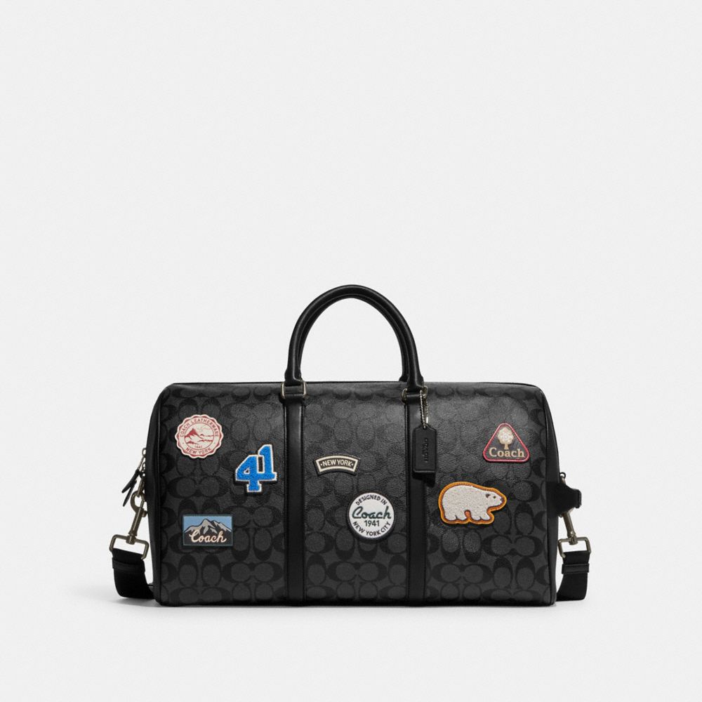 Venturer Bag In Signature Canvas With Ski Patches - CE553 - Gunmetal/Charcoal/Black Multi