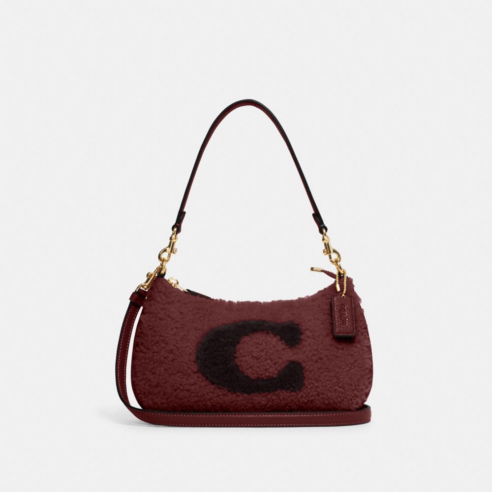 Teri Shoulder Bag With Coach Motif - CE557 - Gold/BLACK CHERRY