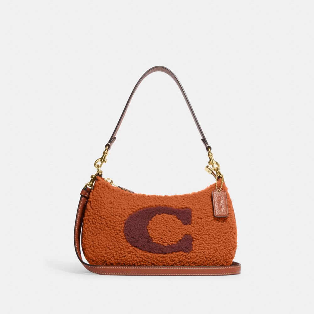 COACH CE557 Teri Shoulder Bag With Coach Motif Gold/Ginger