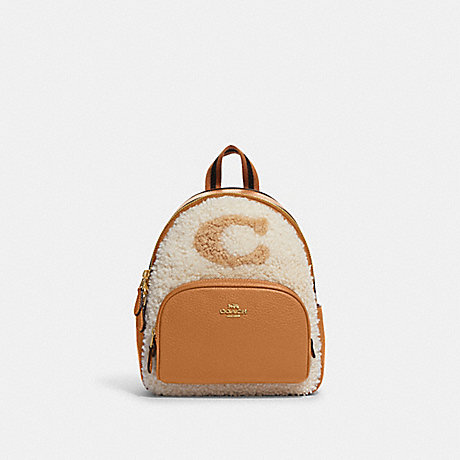 COACH CE559 Mini Court Backpack With Coach Motif Gold/Natural