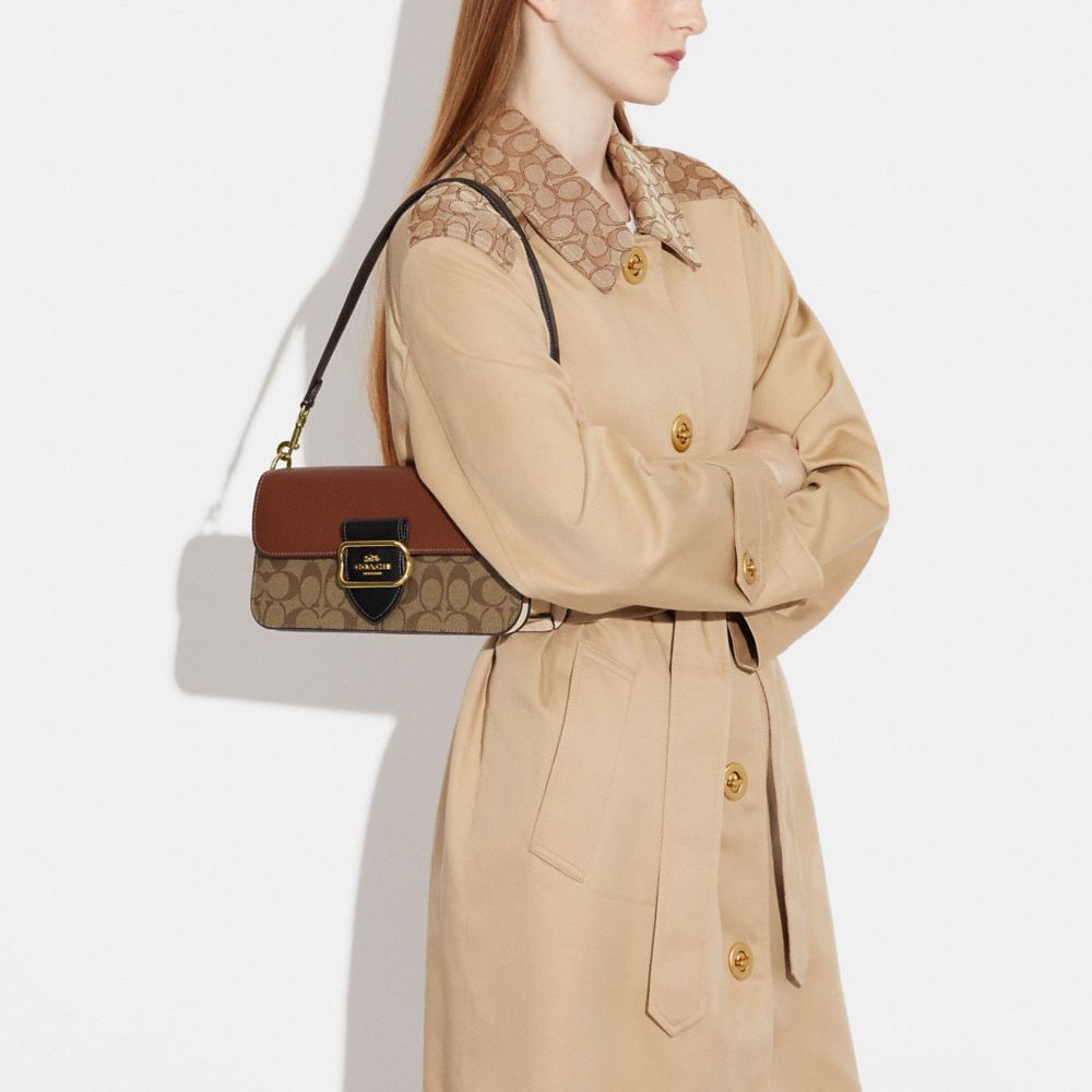 MORGAN SHOULDER BAG IN COLORBLOCK SIGNATURE CANVAS