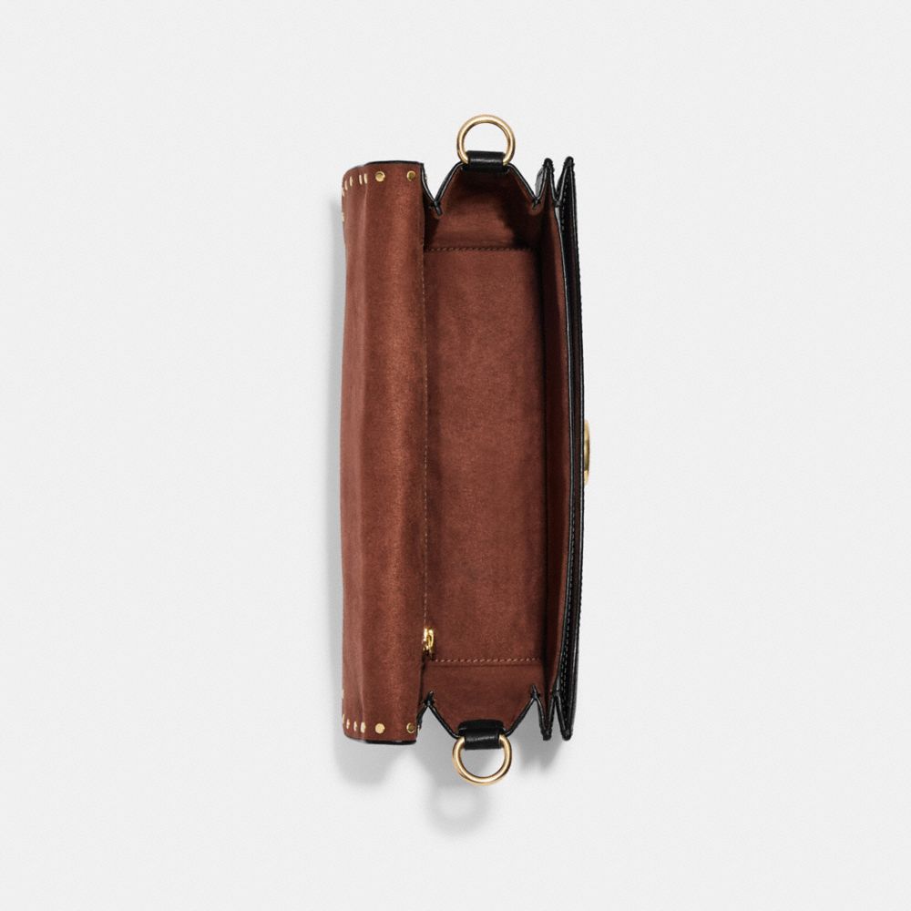 MORGAN SHOULDER BAG IN COLORBLOCK SIGNATURE CANVAS WITH RIVETS