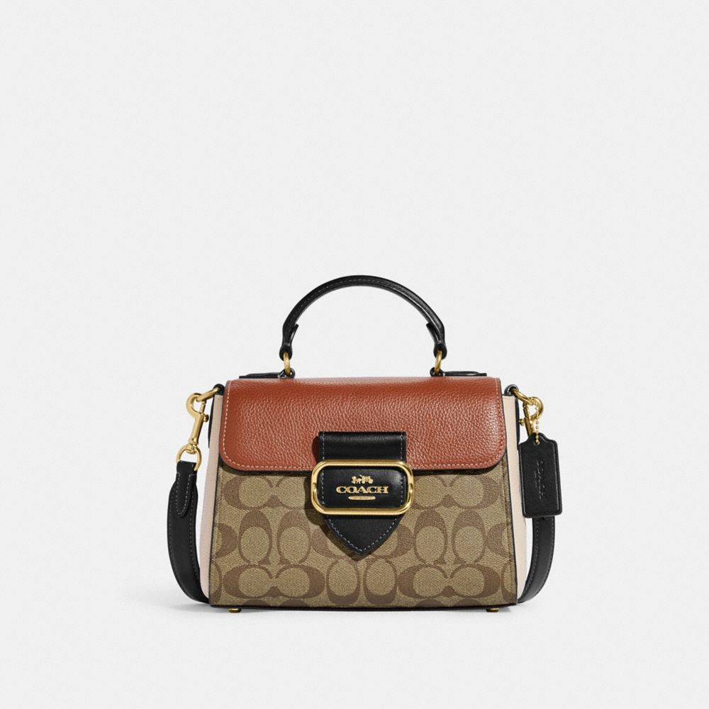 Coach CA793 Mini Gallery Crossbody With Stripe Heart Print In Gold