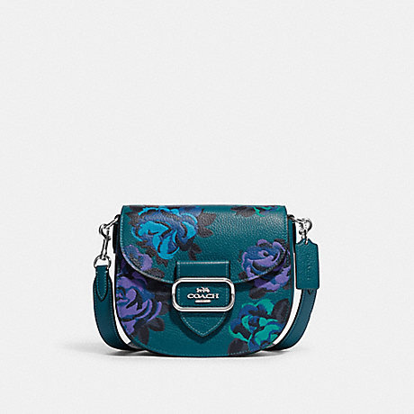 COACH CE575 Morgan Saddle Bag With Jumbo Floral Print SV/Deep Turquoise Multi