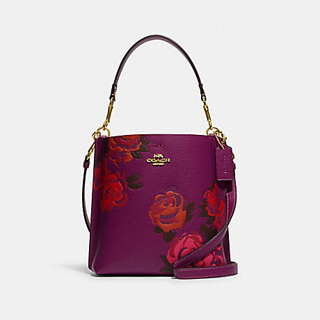 COACH CE577 Mollie Bucket Bag 22 With Jumbo Floral Print IM/Dark-Magenta-Multi