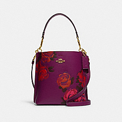 COACH CE577 Mollie Bucket Bag 22 With Jumbo Floral Print IM/DARK MAGENTA MULTI