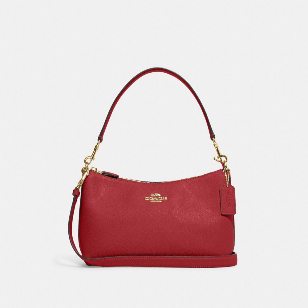 Coach Lewis Shoulder Bag Classic Leather Red in Crossgrain Leather with  Gold-tone - US