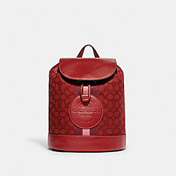 COACH CE601 Dempsey Drawstring Backpack In Signature Jacquard With Coach Patch And Stripe GOLD/RED APPLE MULTI