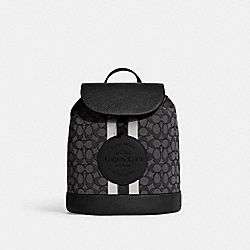 COACH CE601 Dempsey Drawstring Backpack In Signature Jacquard With Coach Patch And Stripe SILVER/BLACK SMOKE BLACK MULTI