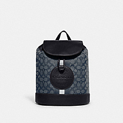 COACH CE601 Dempsey Drawstring Backpack In Signature Jacquard With Stripe And Coach Patch SILVER/DENIM/MIDNIGHT NAVY MULTI