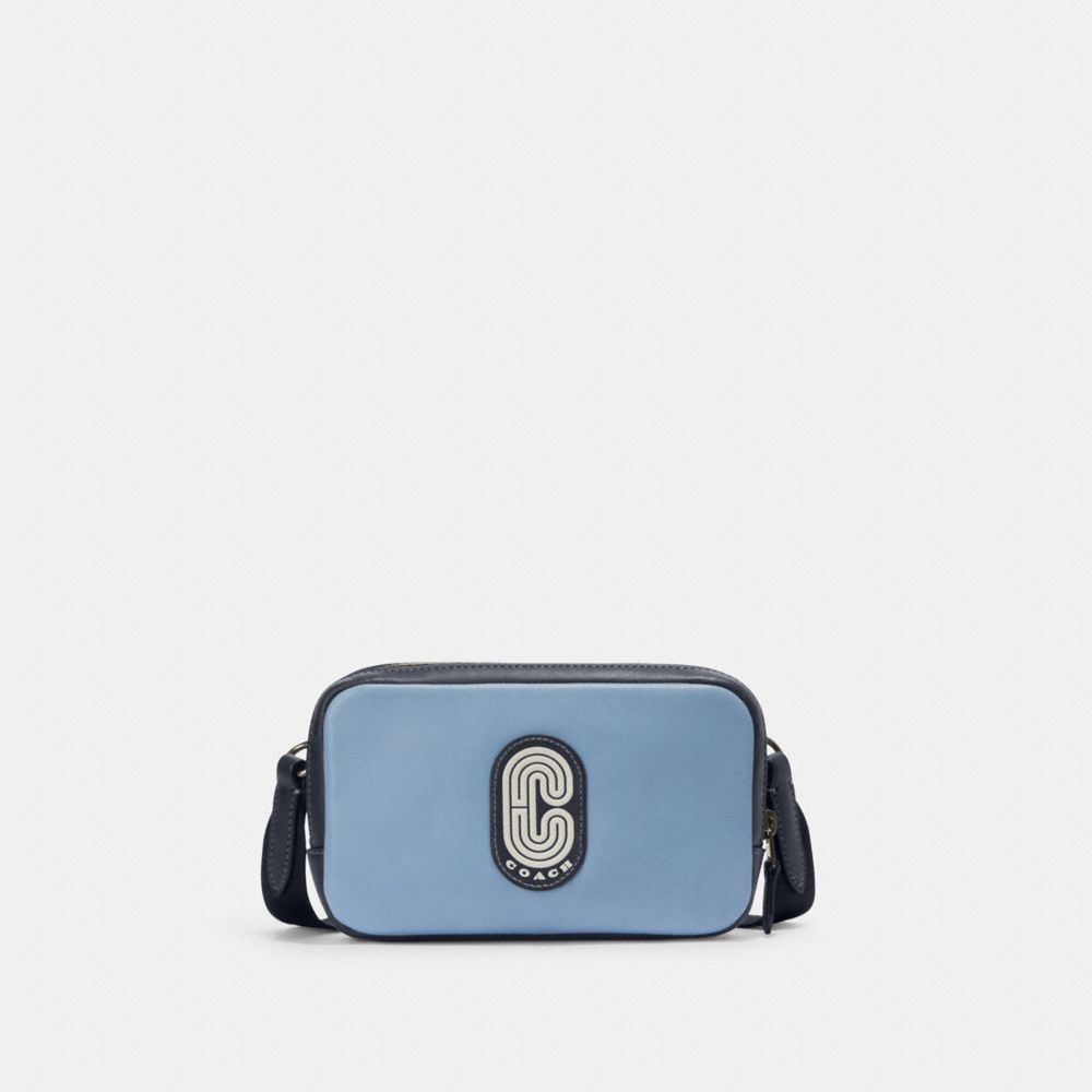 Carrier Phone Crossbody In Colorblock With Coach Patch - CE604 - Black Antique Nickel/Cornflower/Midnight