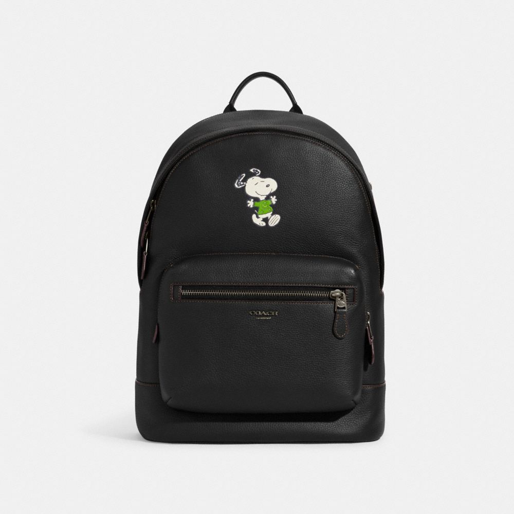 Coach X Peanuts West Backpack With Snoopy Motif - CE608 - Gunmetal/BLACK MULTI