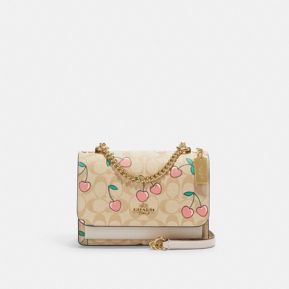 COACH CE610 Klare Crossbody In Signature Canvas With Heart Cherry Print GOLD/LIGHT KHAKI MULTI