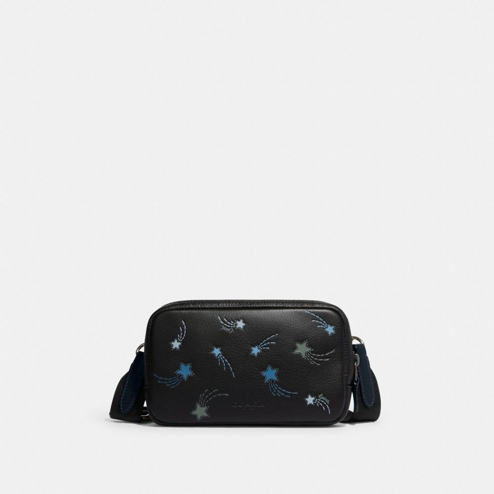 COACH CE616 Carrier Phone Crossbody With Shooting Star Print Black Antique Nickel/Black/Midnight