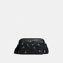 COACH CE616 Carrier Phone Crossbody With Shooting Star Print BLACK ANTIQUE NICKEL/BLACK/MIDNIGHT