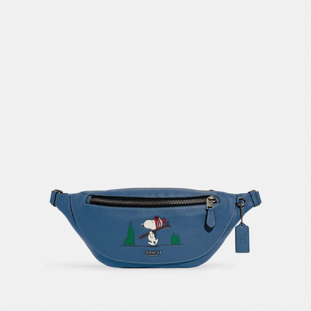 Coach X Peanuts Warren Belt Bag With Snoopy Motif - CE618 - Gunmetal/Denim Multi