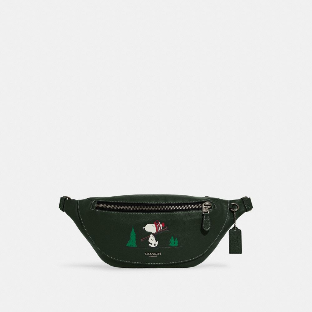 Coach X Peanuts Warren Belt Bag With Snoopy Motif - CE618 - QB/Amazon Green Multi