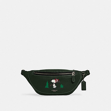 COACH CE618 Coach X Peanuts Warren Belt Bag With Snoopy Motif QB/Amazon-Green-Multi