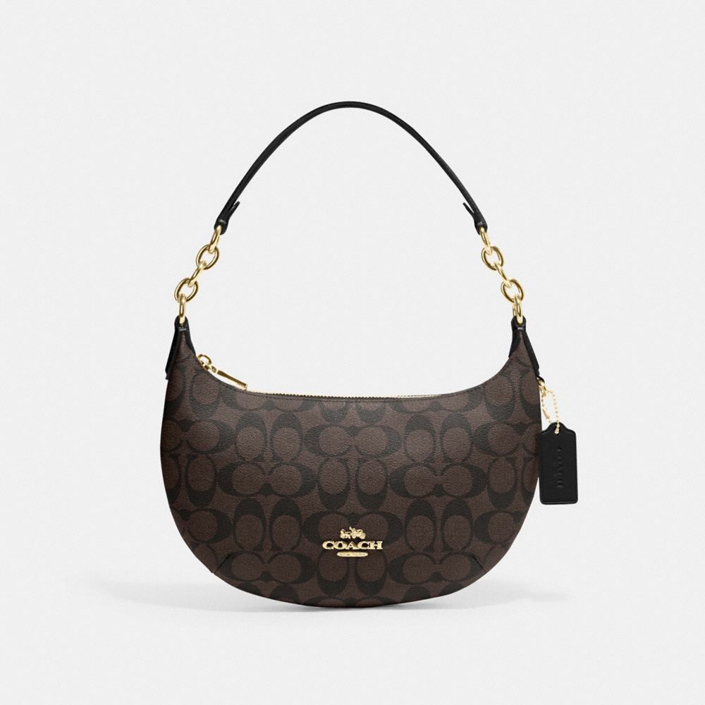 COACH CE620 Payton Hobo In Signature Canvas Gold/Brown-Black