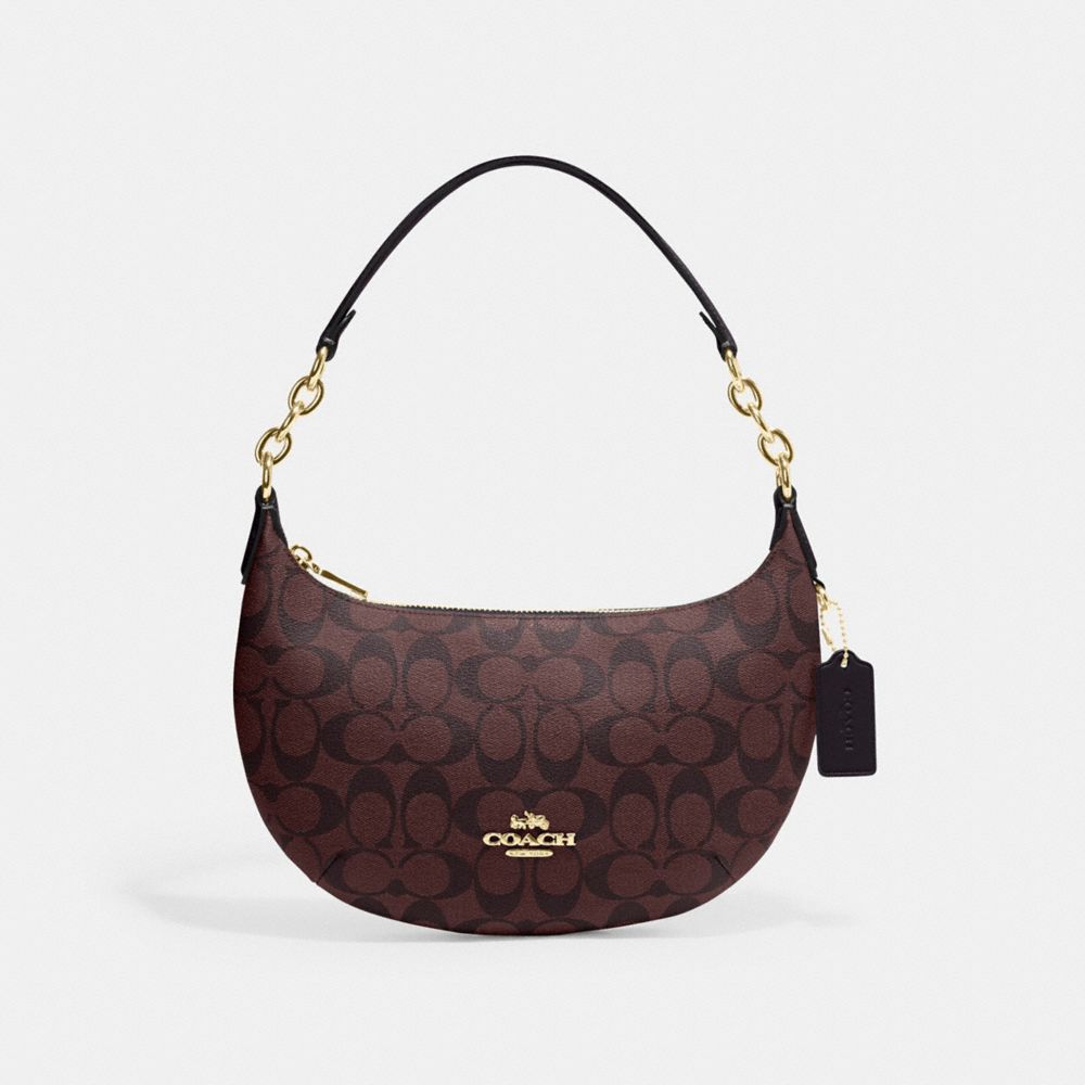 COACH CE620 Payton Hobo In Signature Canvas GOLD/OXBLOOD MULTI