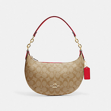 COACH CE620 Payton Hobo In Signature Canvas Im/Khaki/Electric Red