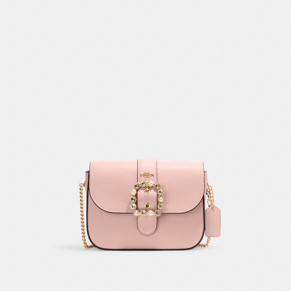 Gemma Crossbody With Jeweled Buckle - CE622 - Gold/Powder Pink Multi