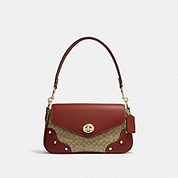 Millie Shoulder Bag In Signature Canvas - CE639 - Gold/Khaki/Terracotta