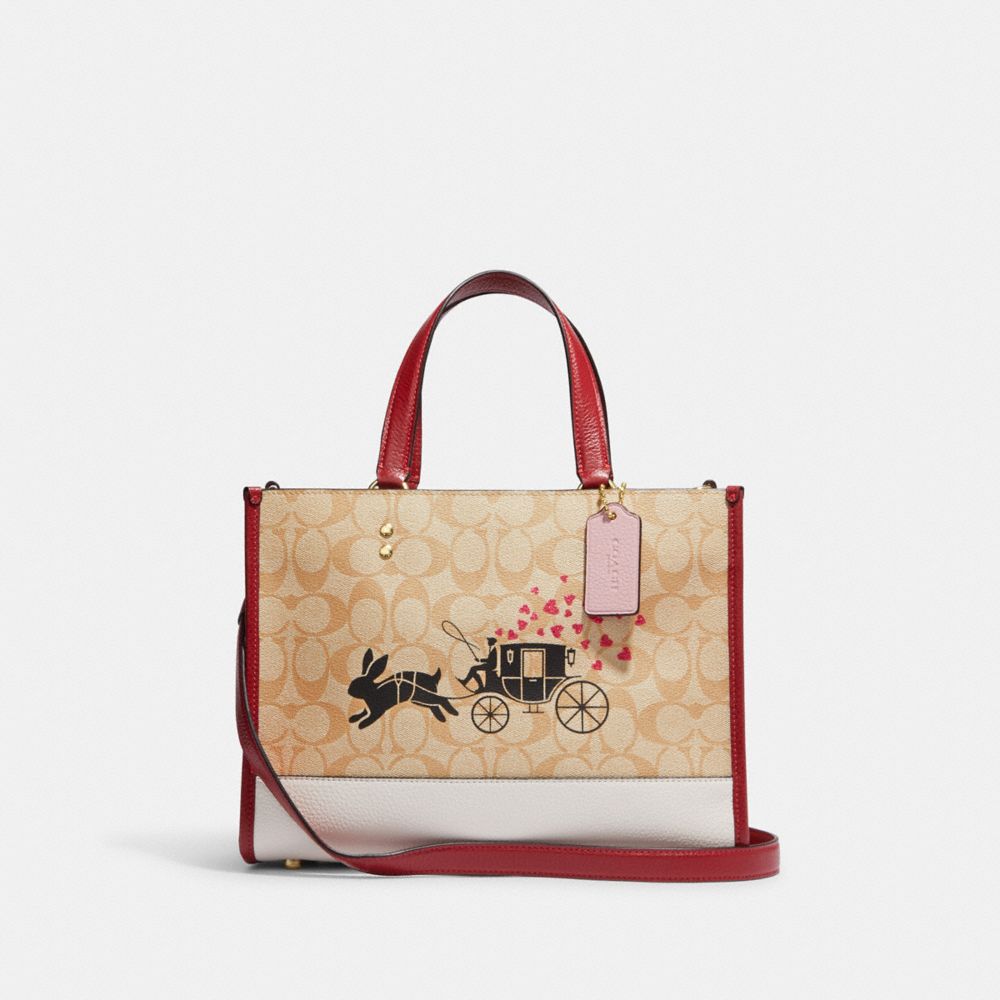 COACH CE645 Lunar New Year Dempsey Carryall In Signature Canvas With Rabbit And Carriage Gold/Light Khaki Multi