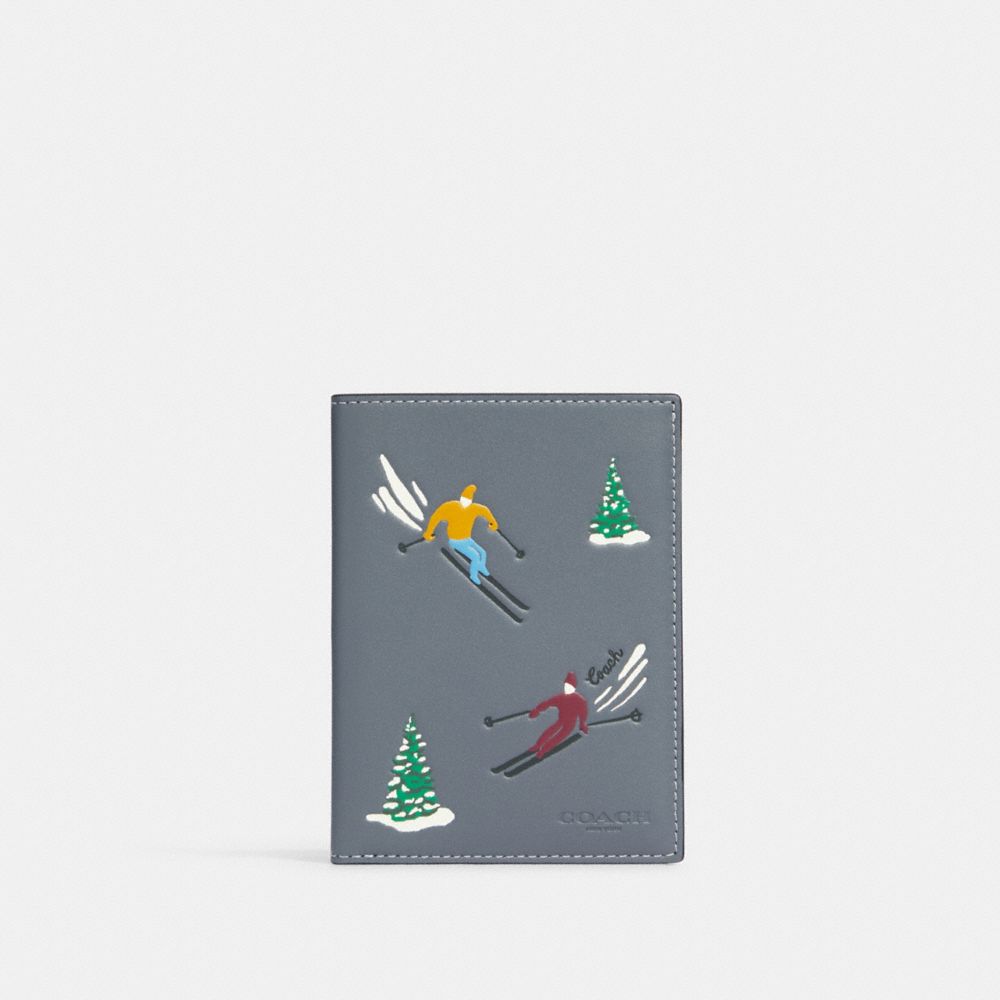 Passport Case With Ski Slopes Print - CE663 - Gunmetal/Industrial Grey