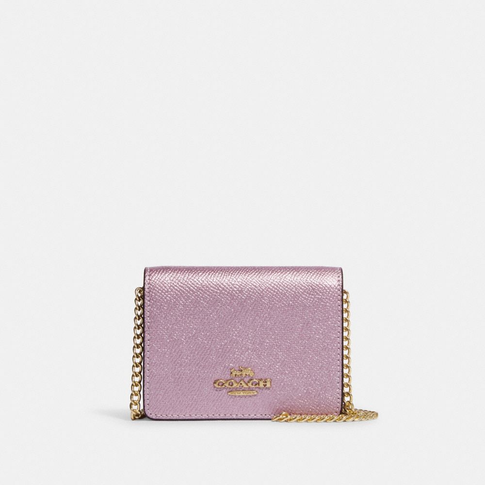 COACH CE666 Mini Wallet On A Chain Im/Metallic Pink